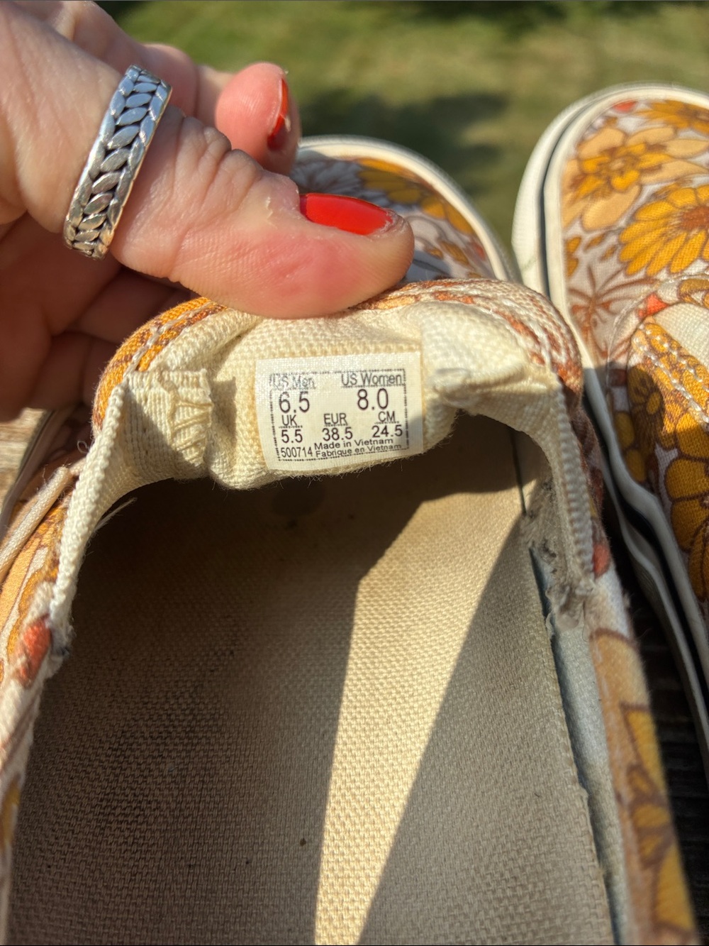 Vans Classic Slip-On Floral Sneakers in Yellow/Orange - Picture 5 of 5